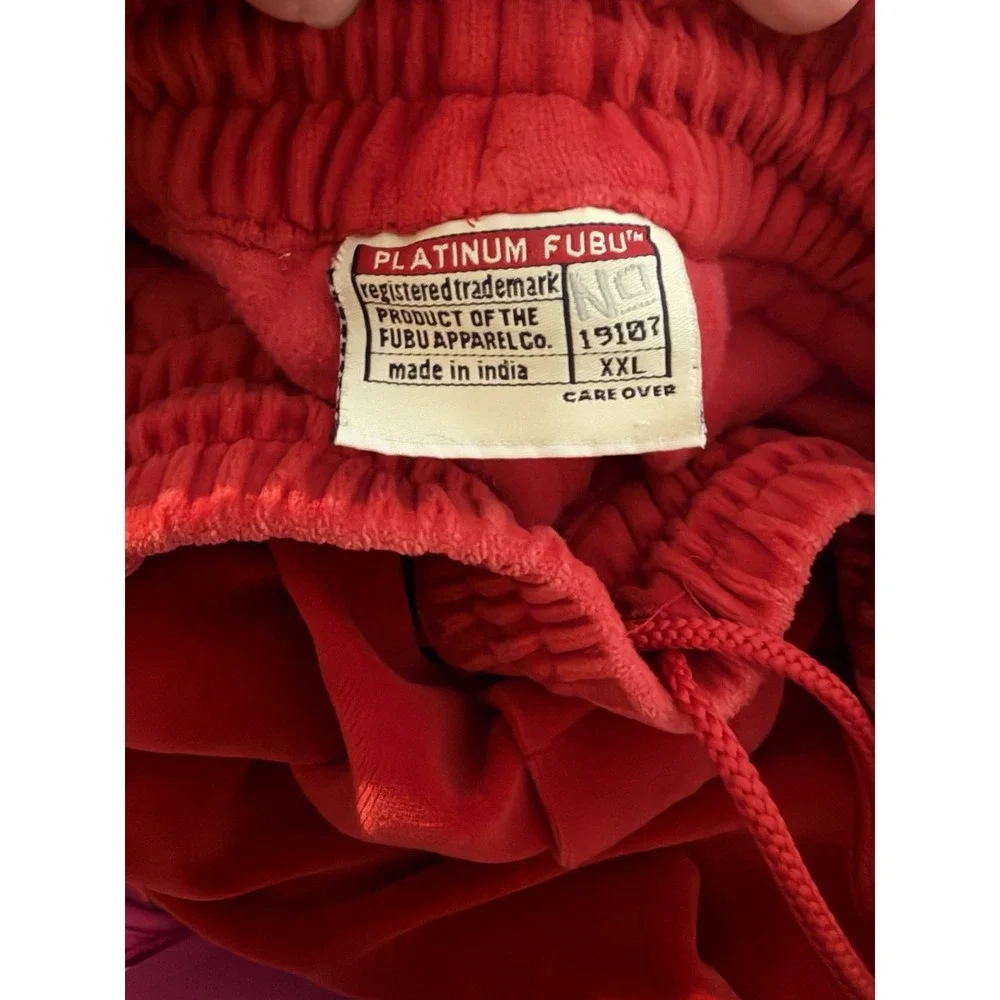 Fubu Platinum Plus Suede Track Pants Fat Albert Red Xxl